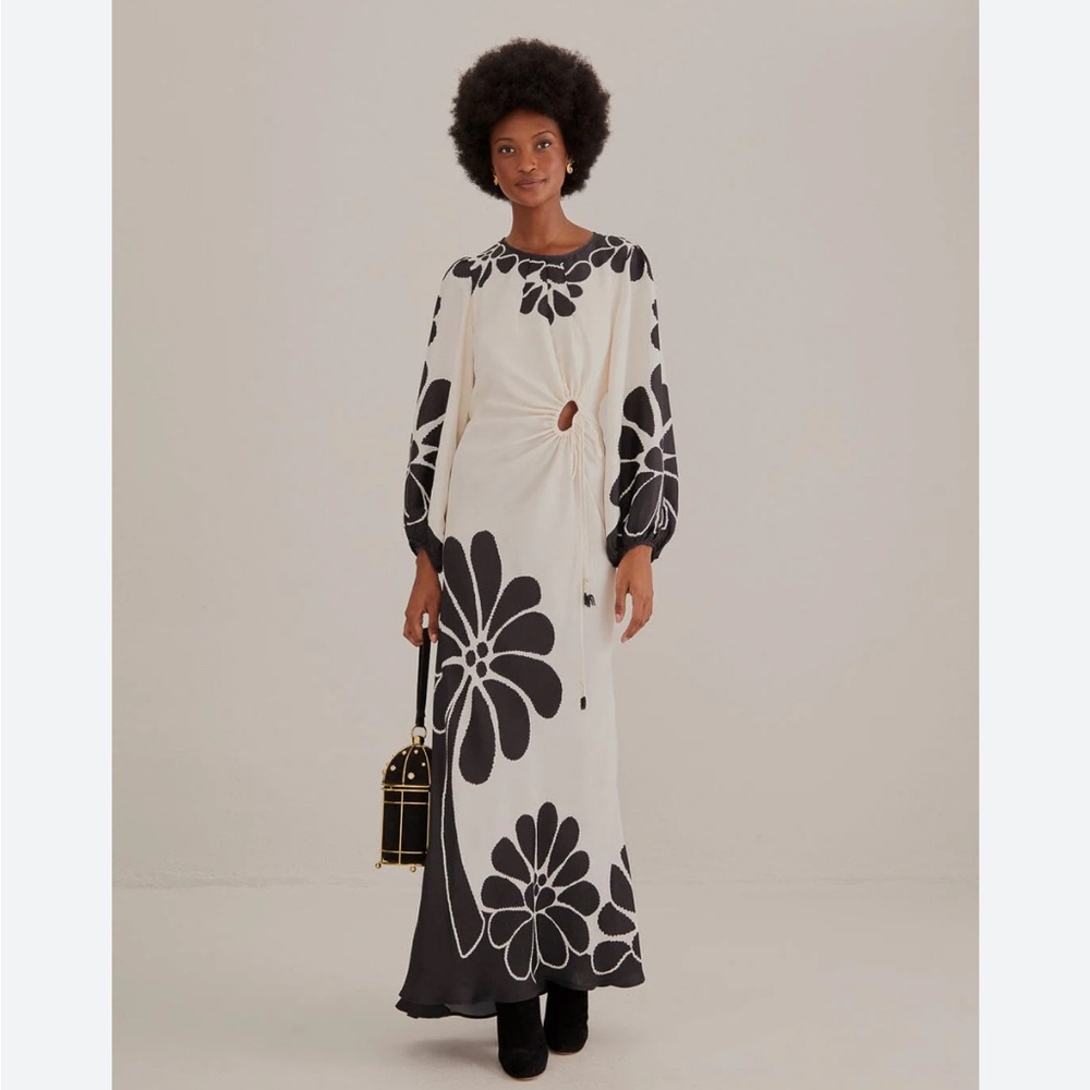 FARM Rio Black and White Floral Maxi Dress